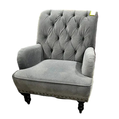 Baylor Gray Velvet Upholstery Tufted Back Accent Chair