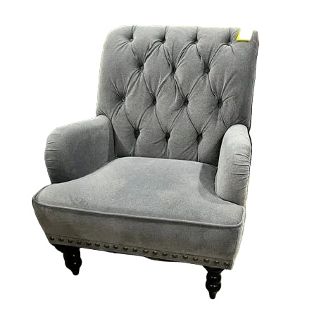 Baylor Gray Velvet Upholstery Tufted Back Accent Chair