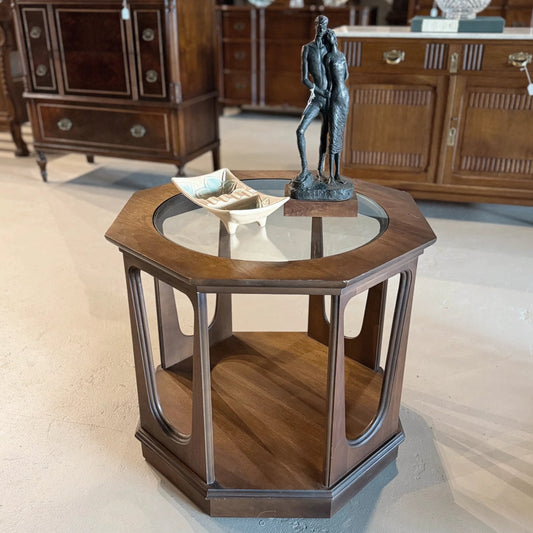 Mid-Century Walnut End Table- Octagonal