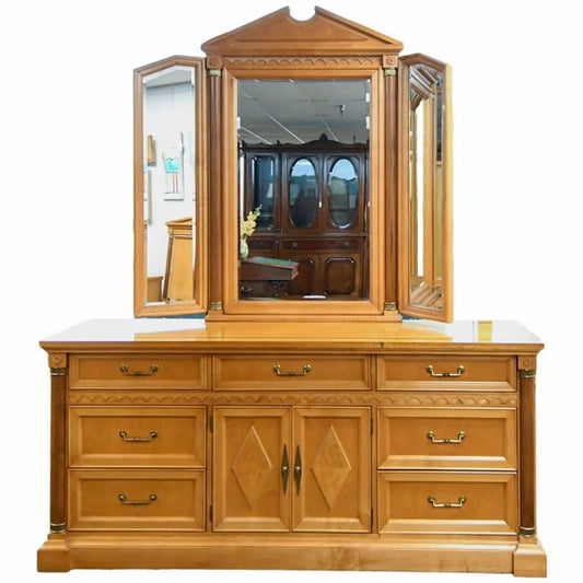 Stanley Furniture Art Deco Dresser With Matching Mirror