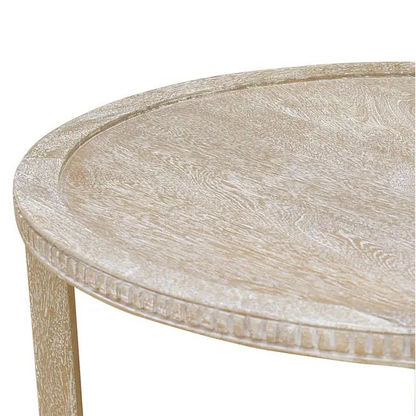 Mango Wood Coffee Table New White Wash Finish Warm Minimalist with Shelf