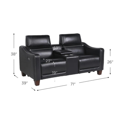 Giorno Leather Power Loveseat