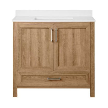 Moorside 36 in. Single Sink Sweet Maple Bath Vanity with White Engineered Stone Top