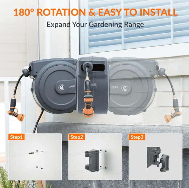 (New) Retractable Garden Hose Reel 62ft-155ft