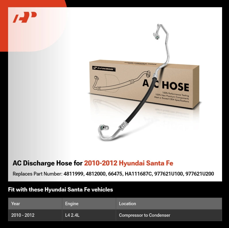 (New) AC Discharge Hose for 2010-2012 Hyundai Santa Fe