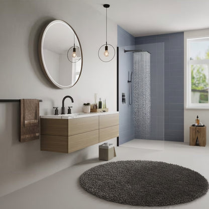 (New) FORIOUS 12-inch Brushed Nickel 12-in Waterfall Dual Head Shower Tower System