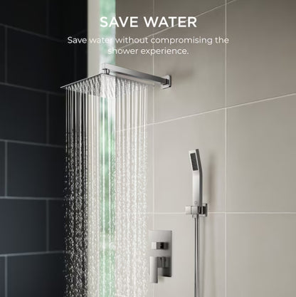 (New) FORIOUS 12-inch Brushed Nickel 12-in Waterfall Dual Head Shower Tower System