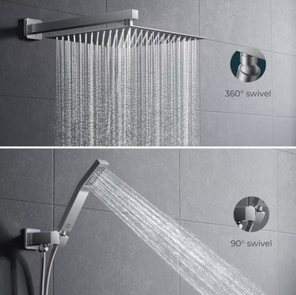 (New) FORIOUS 12-inch Brushed Nickel 12-in Waterfall Dual Head Shower Tower System