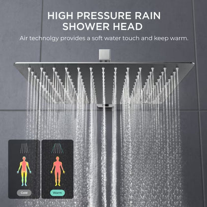 (New) FORIOUS 12-inch Brushed Nickel 12-in Waterfall Dual Head Shower Tower System