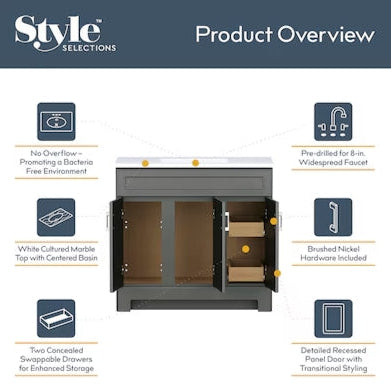 Dark Gray Single Sink Bathroom Vanity