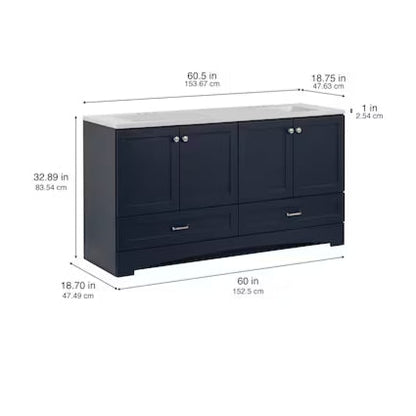 Deep Blue Double Sink Bathroom Vanity