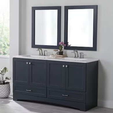 Deep Blue Double Sink Bathroom Vanity