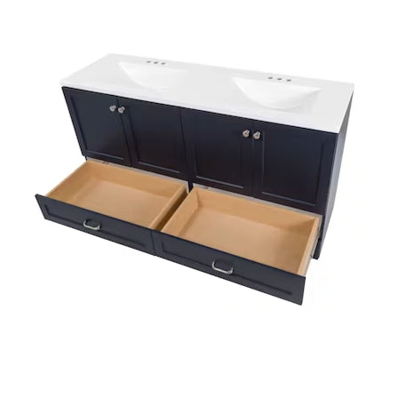 Deep Blue Double Sink Bathroom Vanity