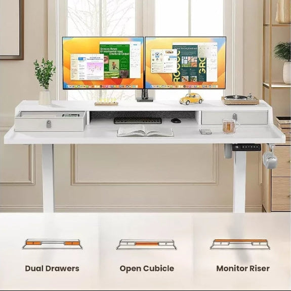 Electric Standing Desk with Drawers