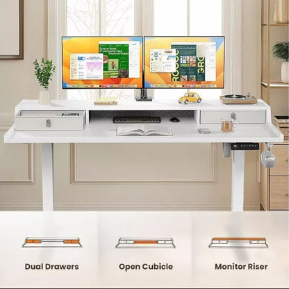 Electric Standing Desk with Drawers