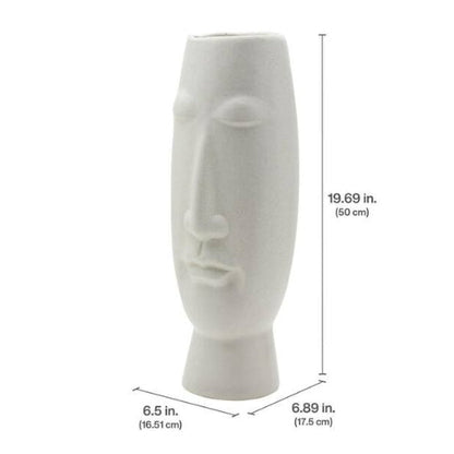 Matte Eggshell Ceramic Face Vase