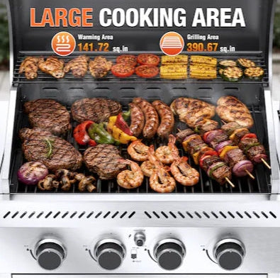 COWSAR Stainless steel Style 4B 4 -Burner Liquid Propane Gas Grill 1 -Side Burner