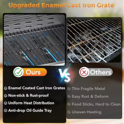 COWSAR Stainless steel Style 4B 4 -Burner Liquid Propane Gas Grill 1 -Side Burner