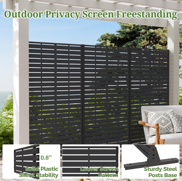 Outdoor Privacy Screens Freestanding 5 Panel HDPE Decorative Fence