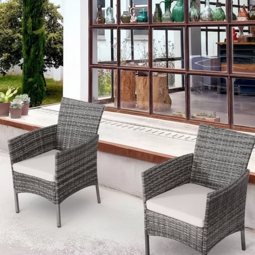 Gray Wicker Patio Chairs with Cushions