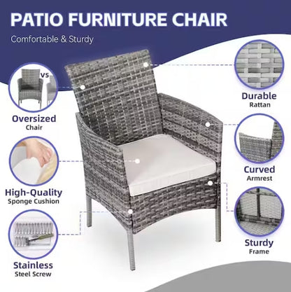 Gray Wicker Patio Chairs with Cushions