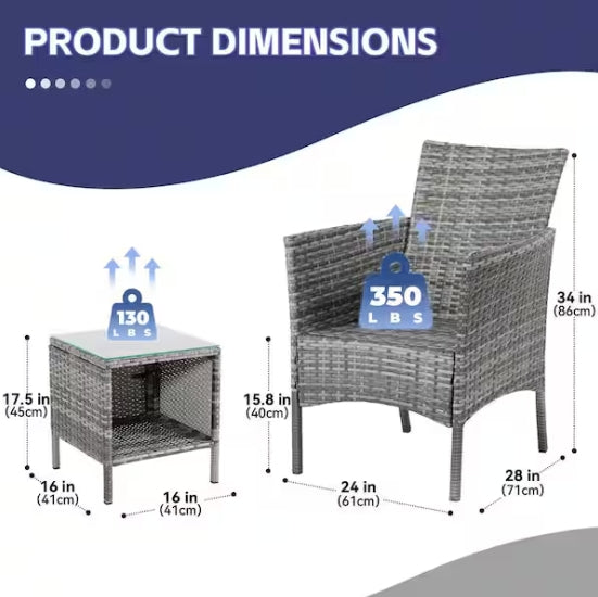 Gray Wicker Patio Chairs with Cushions