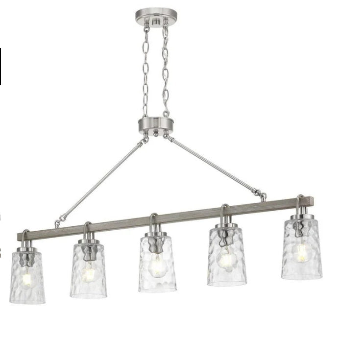 Tiana 5-Light Driftwood & Brushed Nickel Linear Chandelier