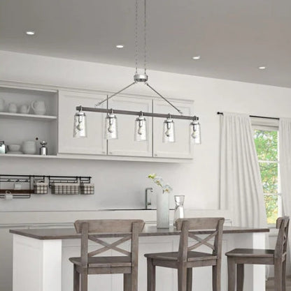Tiana 5-Light Driftwood & Brushed Nickel Linear Chandelier