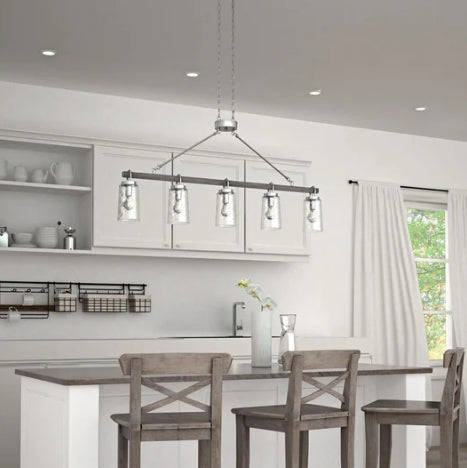 Tiana 5-Light Driftwood & Brushed Nickel Linear Chandelier