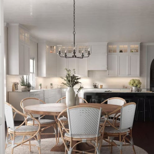 Lighting Cabarro 5 -Light Matte Black Clear glass Steel Chandelier