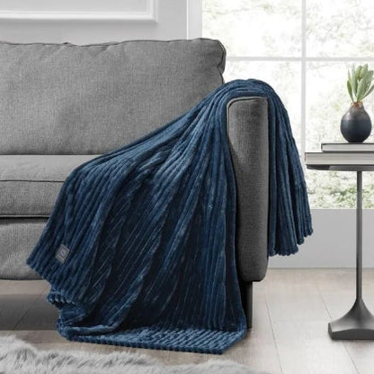 Brookstone Heated Solid Ribbed Plush Throw