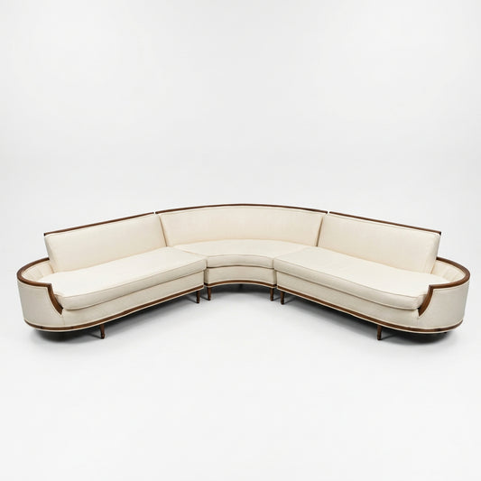 Vintage Mid-Century Modern 3-Piece Curved Sectional Sofa