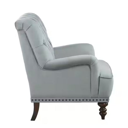 Baylor Gray Velvet Upholstery Tufted Back Accent Chair