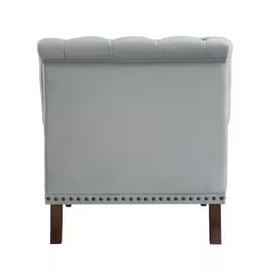 Baylor Gray Velvet Upholstery Tufted Back Accent Chair