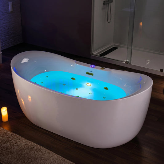 72 Inch WOODBRIDGE Freestanding Whirlpool & Air Heated Soaking Bathtub