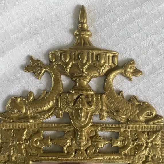 Pair of 19th Century Renaissance Revival Style Brass Dolphin Mirrored Wall Sconces