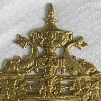 Pair of 19th Century Renaissance Revival Style Brass Dolphin Mirrored Wall Sconces