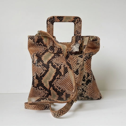 TMRW STUDIO Mateo Snakeskin Embossed Foldover Clutch