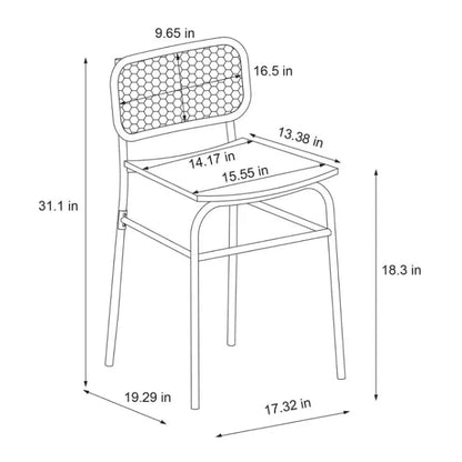 (New) Set of 2 Wicker Back Metal Dining Chair Black - Room Essentials