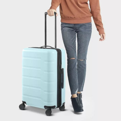 (New) Hardside Medium Checked Spinner Wheels Suitcase - Open Story