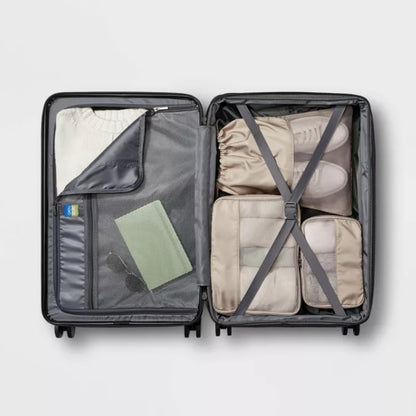 (New) Hardside Medium Checked Spinner Wheels Suitcase - Open Story