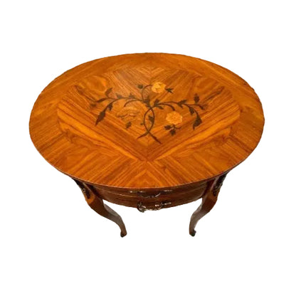 Mid 20th Century French Louis XV Style Kingwood Marquetry Inlaid Side Table.