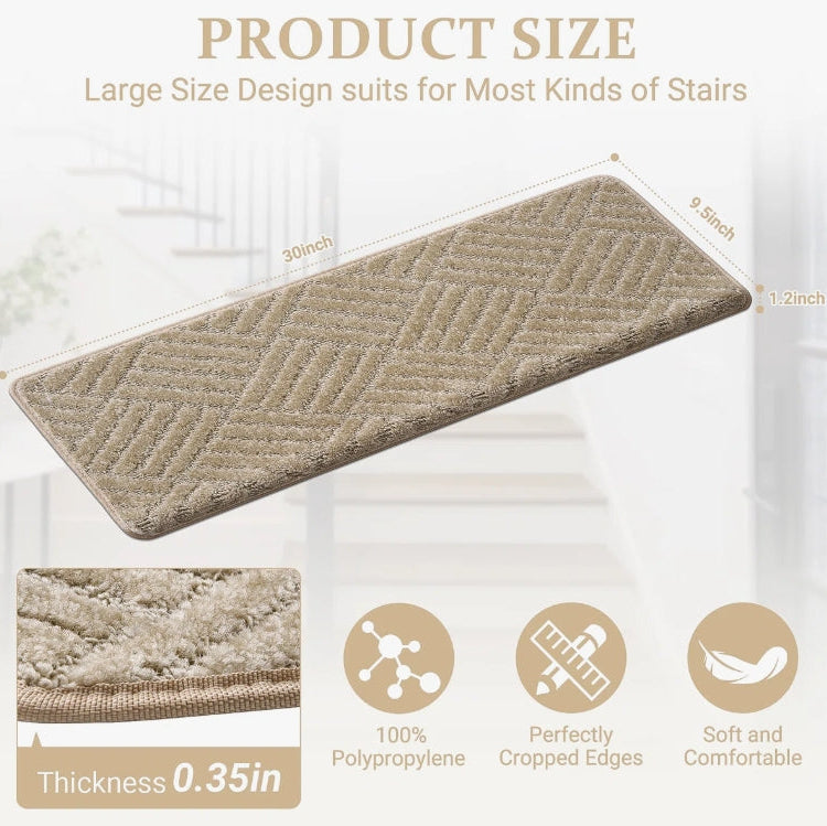 (New) Bullnose Carpet Non Slip Stair Treads, Stair Step Rugs (Set of 15)