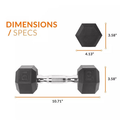 (New) Two 10lbs Coated Hex Dumbbell with Contoured Handle