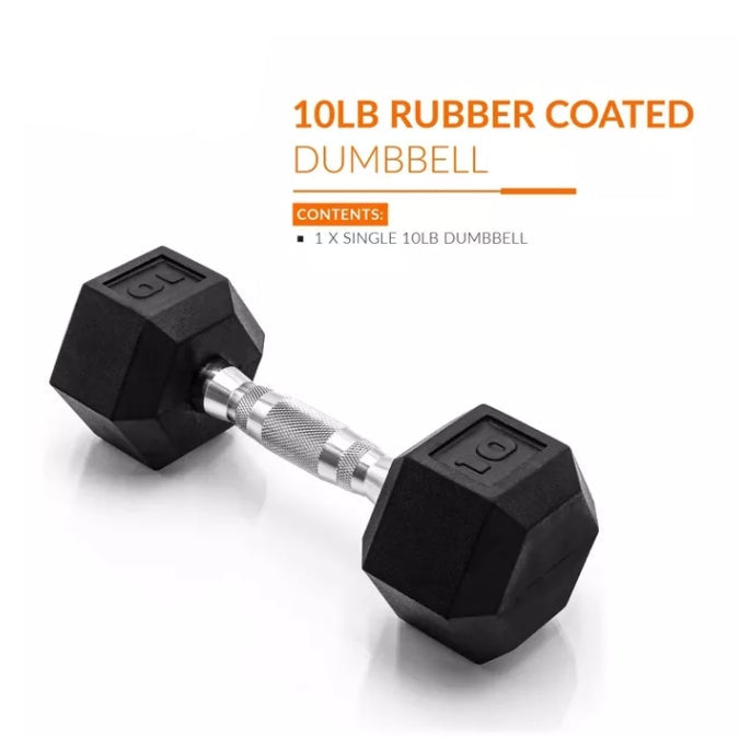 (New) Two 10lbs Coated Hex Dumbbell with Contoured Handle