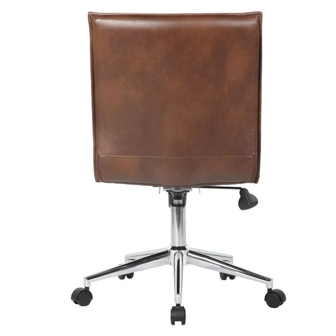 Boss Office Products Vinyl Armless Hospitality Task Chair with Casters, Brown