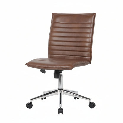 Boss Office Products Vinyl Armless Hospitality Task Chair with Casters, Brown