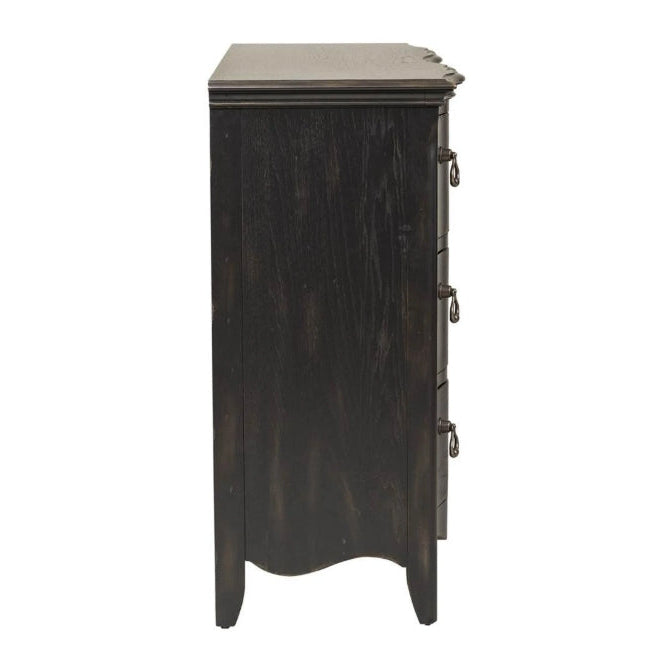 Six Drawers Dresser in Wire Brushed Antique Black Finish