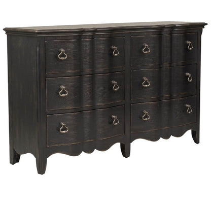 Six Drawers Dresser in Wire Brushed Antique Black Finish