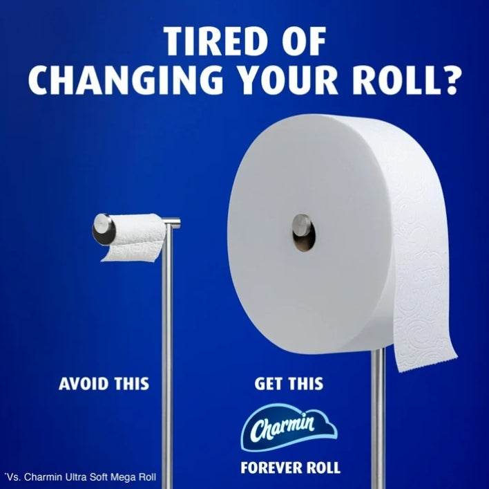 Charmin Ultra Soft Toilet Paper, Forever Roll Starter Kit, 1 Holder, 2 Rolls, 2-Ply Bath Tissue